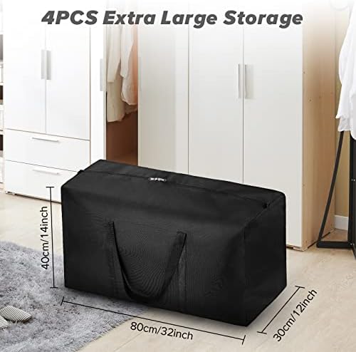4 Pack Extra Large Travel Duffle Bag, Foldable Waterproof 600D Oxford Cloth Heavy Duty Holdall Bags for Men Women, Strong Moving Boxes for House, Luggage Bags 96L (Black) - Image 2