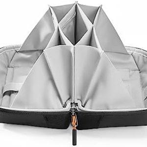 Inateck 180° Open Cable Organiser Bag Electronics Accessories Travel Bag Gadgets Organizer Splashproof, Storage Tech Pouch with Handle, Black, Large
