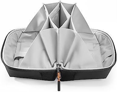 Inateck 180° Open Cable Organiser Bag Electronics Accessories Travel Bag Gadgets Organizer Splashproof, Storage Tech Pouch with Handle, Black, Large