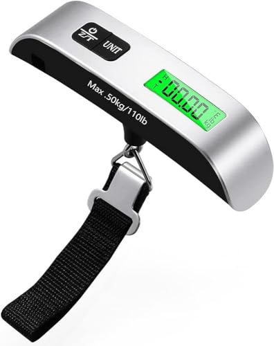 Digital Luggage Scale, Portable Luggage Weight Scale, Hanging Suitcase Weigher for Travel, Suitcase Scale with Temperature Measurement Function 110 lb/ 50KG Capacity
