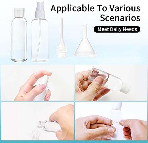 6 Pcs Plastic Travel Bottles, 50mL Refillable Clear Empty Bottles with Screw Lids for Liquids Toiletries Lotion Shampoo Conditioner - Image 3