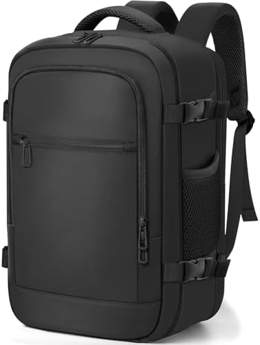 for Ryanair Cabin Bags 40x20x25 Underseat Travel Backpack Carry-Ons Hand Luggage Cabin Bag Size 20L, Daypack School Office Bag with USB Port, Trolley Sleeve, Anti Theft Pocket - Black