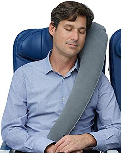 TRAVELREST Ultimate Travel Neck and Body Pillow - Unparalled Support Design, Essentail for Bus, Train, Airplane, Office, Wheelchairs, Comfort and Support, Rolls Up, Straps to Airplane Seat & Car- Blue - Image 4