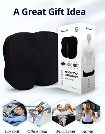 Travel Ease Ergonomic Seat Cushion, Premium Gel Memory Foam Chair Pad with Anti-Slip Base for Long Hours Sitting Comfort, Hip Support Pillow for Office Chair, Car Seat, Gaming Chair (Black) - Image 3