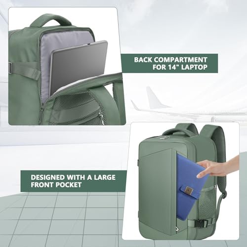 Cabin Bags 40x20x25 for Ryanair Underseat Carry-Ons Travel Bag - Hand Luggage Backpack Cabin Bag Small Size 20L - Office Daypack School Bag (Green) - Image 4
