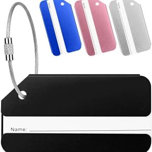 Luggage Tags, 4Pcs Aluminum Alloy Baggage Labels, Suitcase ID Tag Set, Handbag Tag Labels Travel Accessories for Checked Luggage, Hand Luggage and Handbags - Multi-Color