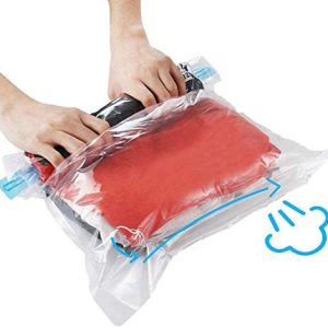 10Pack Travel Space Saver Bags (4 x S, 3 x L, 3 xL), Reusable KFYM Vacuum Travel Storage Bag, Saves 75% of Storage Space, Roll-Up Compression, No Need For Vacuum Machine Or Pump