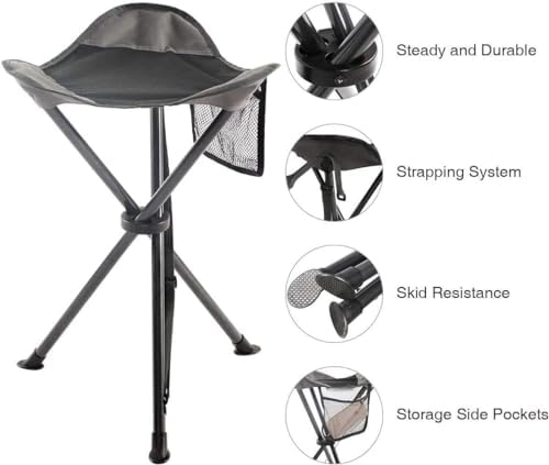 EVER ADVANCED Folding Stool Tripod Tall 53 cm Lightweight Camping Stool Compact Portable Fishing Tripod Camping Chair Collapsible for Outdoor Travel Walking Garden Backpack Hold Up 102 KG - Image 9