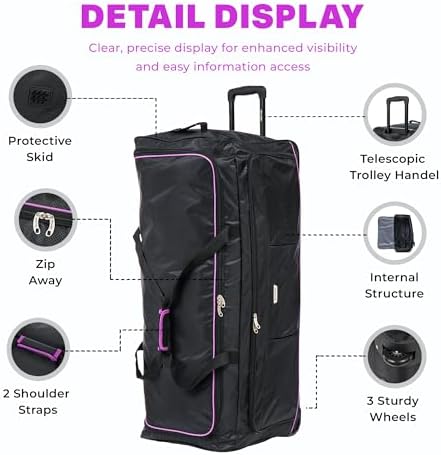 Skylark 32" Large Suitcase Lightweight Wheeled Duffle Bag Holdall Luggage Travel Bag 2.8kg 120L Black - Image 6