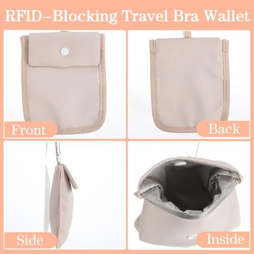 RFID-Blocking Travel Bra Wallet, Hidden Money Belt for Travel Women & Men, Adjustable Neck Strap, Under Clothes Travel Pouch, Secure Travel Money Belt, Hidden Pocket for Passport, Credit Cards - Image 5