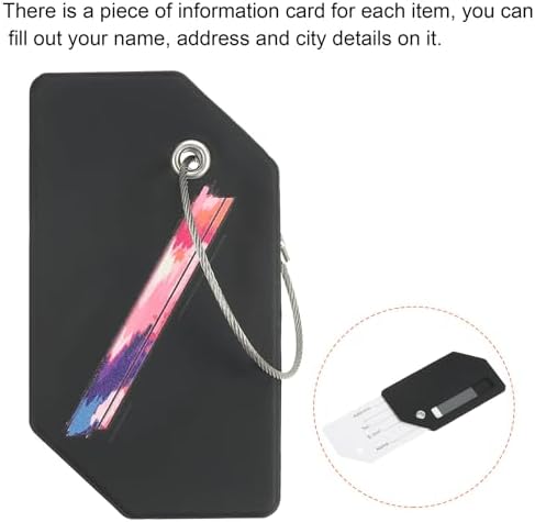 sourcing map Silicone Luggage Tags 3.6"x2" Baggage Handbag ID Card Labels for Travel Suitcase Bag Initial Letter I, Black, Pack of 2 - Image 4