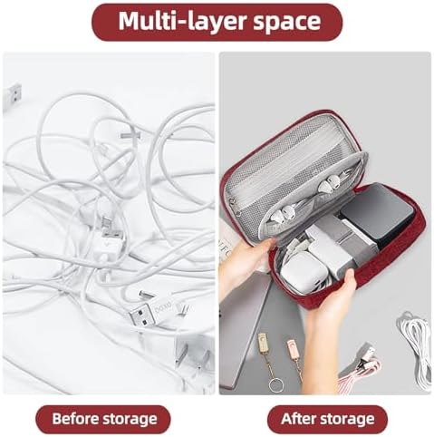 Small Travel Cable Organiser Bag, Cable Pouch, Electronics Accessories Organizer Carry Bag, 3 Layers Pouch Storage All-in-One Gadget Storage Bag for Cable, Cord, Charger, Phone, Earphone - Image 4