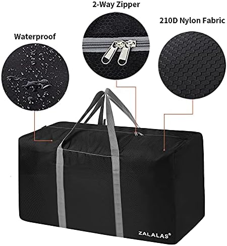 Travel Duffle Bag, 96L Extra Large Lightweight Holdall Bag, Foldable Duffel Bag for Men Women, Black - Image 4