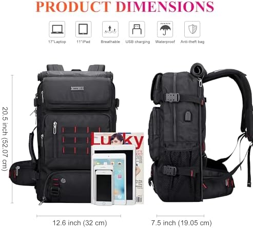WITZMAN Carry on Travel Backpack for Men Airline Approved Convertible Nylon Duffle Backpack Luggage Bag (B682 Black) - Image 4