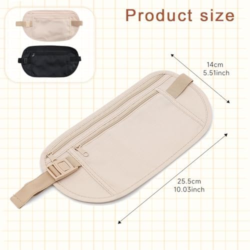 Travel Money Belt, Anti-Theft Fanny Pack, Hidden Bum Bag Under Clothes, Waist Pack with RFID Blocking for Money, Passport, Card, Mobile Phone, Keys - Image 2