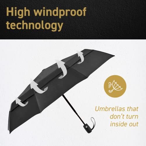 EEZ-Y Compact Travel Umbrella w/Windproof Double Canopy Construction - Auto Open Close Button for One Handed Operation - Sturdy Portable and Lightweight for Easy Carry - Image 3