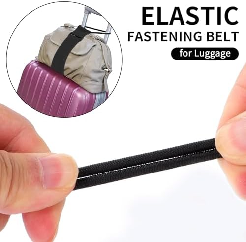 2 Pcs Elastic Fastening Belt for Luggage, Adjustable Luggage Straps for Suitcases Attach Bags, Portable Travel Suitcase Accessory (2 Black) - Image 3