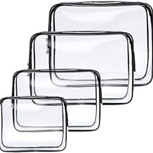 4-Pack Clear Wash & Makeup Bags TSA Approved Makeup Bags, PVC Waterproof Travel Wash Bags for Family, Men, Women (Largea, Medium, Small, Minimum)