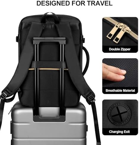 HOMIEE 40L Travel Backpack Womens, Large Carry on Cabin Backpack Travelling Backpack with Wet Bag & Shoes Bag, 17 Inch Laptop Suitcase Backpack Flight Approved Business Backpack with Charge Port - Image 7