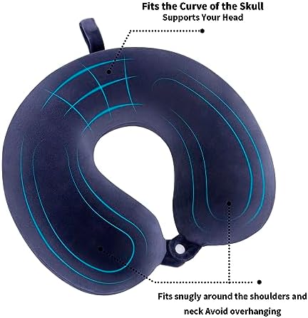 Travel Pillow Neck Pillow Memory Foam Travel Pillows Head Support Cushion for Airplane Train Car Office Travel Essential Flight Pillows for a Long Hauls Sleeping Rest (Navy Blue) - Image 4