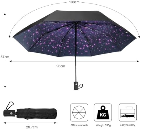 Travel Umbrella, Windproof Automatic Umbrella, 8 Ribs Compact Travel Folding Umbrella, Auto Open/Close, Portable Umbrella for Men&Women - Image 2