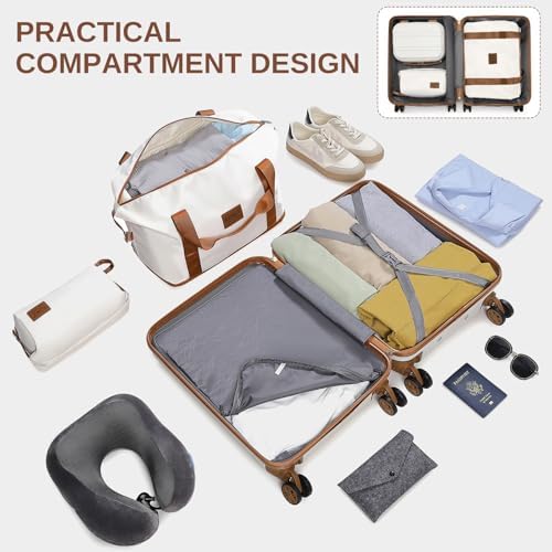 Kono Suitcase Lightweight ABS Hard Shell Carry-Ons Cabin Case 12'' and 20'' Luggage Set with TSA Lock Luggage Sets of 4 Piece Included Duffels Bag & Toiletry Bag for Travel(Cream White) - Image 4