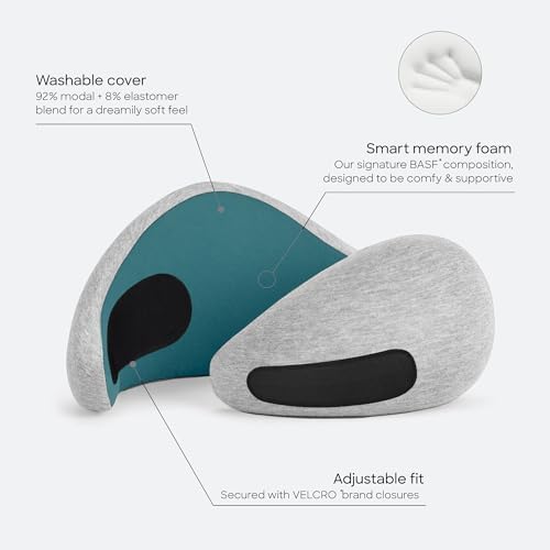 Ostrichpillow Go - Luxury Travel Pillow with Memory Foam | Airplane Pillow, Car Travel Pillow, Neck Rest (One Size, Blue Reef) - Image 2
