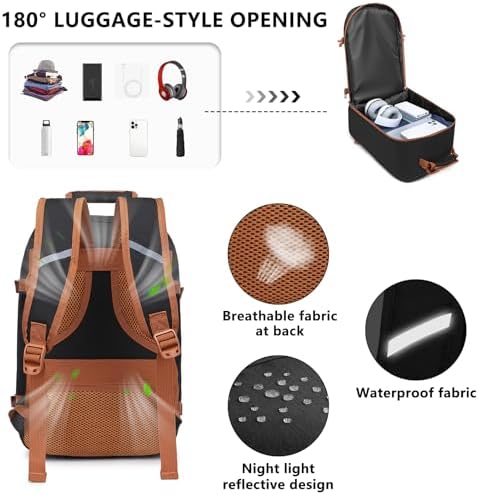 Kono Ryanair Cabin Bags 40x20x25 Underseat Travel Bag Carry On Backpack Hand Luggage Bag Laptop Backpack Cabin Size(20L, Black/Brown) - Image 5