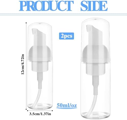 2 Pack Foam Pump Bottle Travel Small Size Mousse Foam Soap Dispenser Mini Empty Clear Plastic Foaming Soap Dispenser Refillable Pump Containers for Face Wash Lash Shampoo Skin Care 50 ml/1.7 oz - Image 7