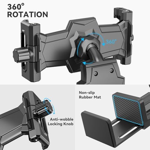 Airplane Tablet Holder Mount, Adjustable Travel Essentials iPad Phone Stand with 360 Degree Rotation, Portable Tesla Model 3/Y Car Headrest Mount Compatible with iPad, Phone, Switch - Image 5