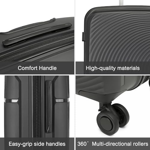 British traveller Hartschale Koffer Trolley PP Handgepäck Reisekoffer mit 4 Spinnerräder Rollkoffer TSA-Schloß Teleskopgriff Suitcase - Image 3