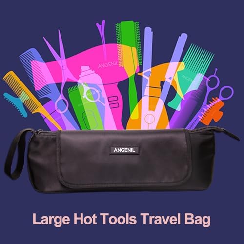 ANGENIL Large Capacity Hair Tools Travel Bag 2 in 1, Heat Proof Mat for Hair Straighteners, Curling Iron, Hot Air Brushes, Hair Dryer and Care Accessories, Portable Hot Tool Mat Bag - Image 4