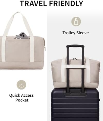 ECOHUB Ryanair Cabin Bags 40x20x25, 20L Underseat Hand Luggage Bag, Foldable Carry On Bag with Removable Wet Pocket, Water-Resistant Overnight Hospital Weekend Bag for Women, Beige (Patent Pending) - Image 6