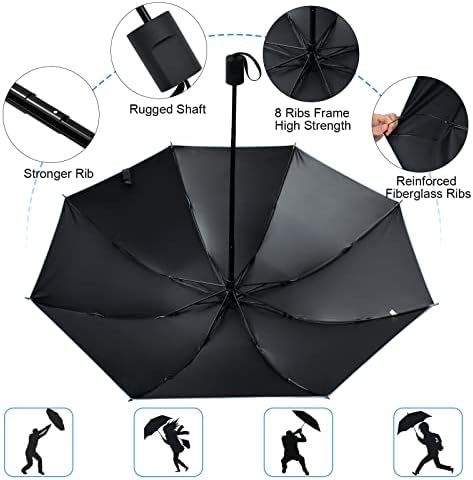 Vicloon Windproof Travel Umbrella, UPF>50+, Block 95% of UV, UV Blocked Umbrella, Compact, Light, Strong and Portable - Wind Resistant, Folding Backpack Umbrella for Rain - Men and Women - Image 3