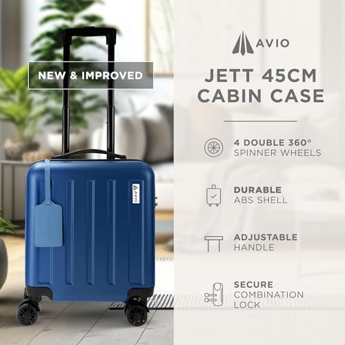 AVIO Jett Cabin Suitcase 45x36x20cm - Lightweight Double-Wheel Luggage Bag, 2 Internal Pockets, Telescopic Handle w/ 3 Heights, Durable ABS Hard Shell - Approved by Most Airlines - Image 2