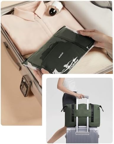 ECOHUB for Easyjet Cabin Bag 45x36x20, Underseat Foldable Travel Duffel Bag, Hand Luggage Holdall Bag for Airlines with Wet Pocket, Carry on Overnight Weekend Bag for Women, Patent Pending (Green) - Image 9