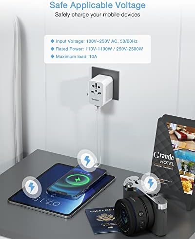 TESSAN Universal Travel Adapter Worldwide with 2 USB C and 2 USB A Ports, Universal Plug Adaptor UK to World, International Travel Adapter for Multi Countries EU, USA, UK, Australia, Thailand etc. - Image 2
