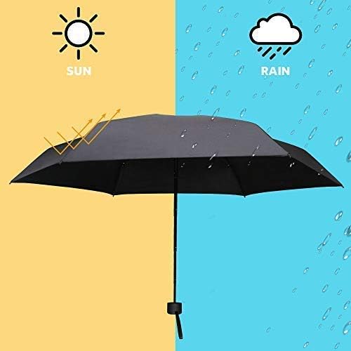Vicloon Mini Travel Umbrella, Pocket Umbrella, Portable Compact Folding Umbrella, Small Light-Weight Waterproof Umbrella, Rain and Sun Umbrella (Black) - Image 2