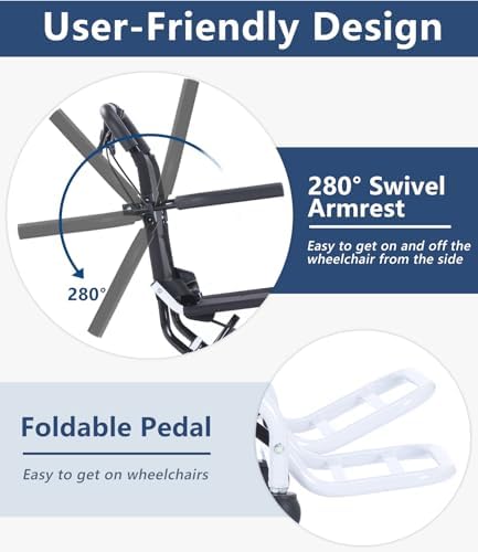 Ultra Light Portable Folding Transport Wheelchair Weight Only 8kg, Lightweight Transport Travel Chair Support 120Kg, Aluminum Wheelchair for Adults and Seniors - Image 4