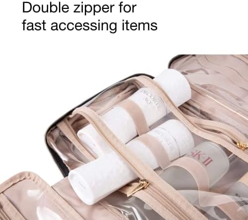 BAGSMART Hanging Toiletry Bag Travel Large Wash Bag Womens Cosmetic Bag Clear for Full Sized Container Pink - Image 5
