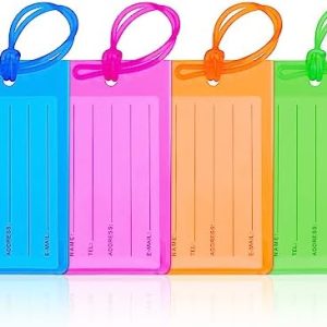 GAOHUI Luggage Tags for Suitcases with ID Card, Suitcase Tags Personalised Luggage Labels with String for Travel Bag, Checked Luggage, Suitcases, Laptop Bags, Backpacks (11×6.3 cm, 4 Colors)