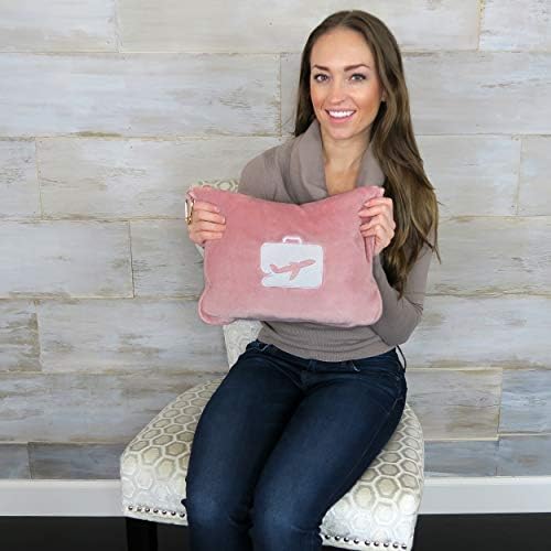 EverSnug Travel Blanket and Pillow - Premium Soft 2 in 1 Airplane Blanket with Soft Bag Pillowcase, Hand Luggage Belt and Backpack Clip (Light Pink) - Image 3