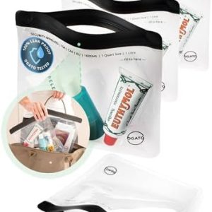 The Original Airport Security Liquids Bags -100% Leakproof Liquid Bag 20 x 20cm - Security Approved Travel Toiletry Bag by Ogato- Clear Makeup Bag - 3pcs