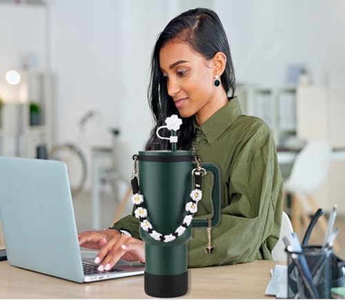 40 oz Tumbler with Handle and Straw & 6PCS Cup Accessories-BPA-Free Travel Mug Water Bottle-Easy to Carry-Travel Coffee Mug - Dishwasher Safe-Holiday Gifts for Women Men (Forest) - Image 3