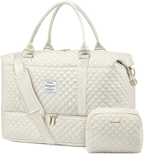 LOVEVOOK Travel Bag for Women With Shoe Compartment - Weekend Overnight Carry-on Duffel With Toiletry Bag - Waterproof Holdall for Gym, Sports, Vacation - Ryanair EasyJet Cabin Hand Luggage
