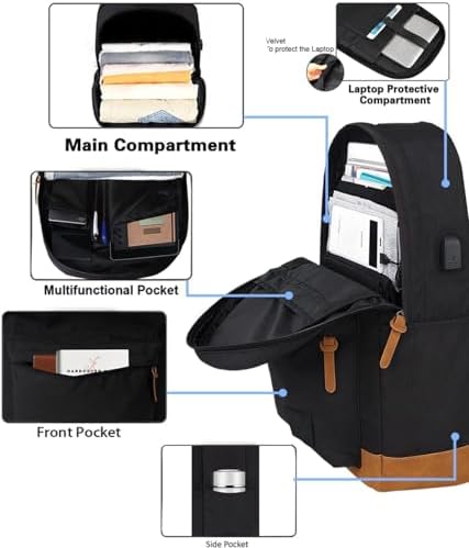 Large Carry-on Travel Laptop Backpack with USB Charging Port For Men and Women, Classic Backpack for College, Work Bag, Travel Backpacks - Image 7