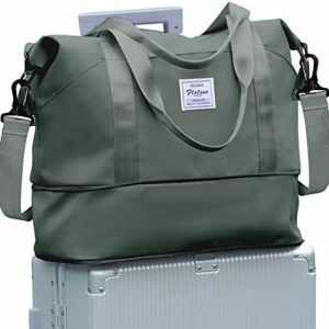 SZLX for Ryanair Airlines Cabin Bag 40x20x25 Underseat Foldable Travel Duffel Bag Holdall Tote Carry on Hand Luggage Overnight for Women and Men 20L(Olive Green)