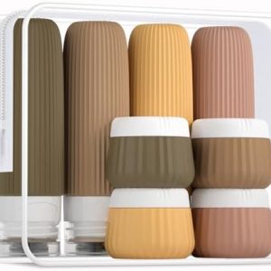 Gemice Travel Bottles for Toiletries 8 pcs Tsa Approved Travel Size Toiletries 90ml Travel Containers for Toiletries BPA free Silicone Cream Jars Leak Proof Silicone Squeezable Travel Essentials
