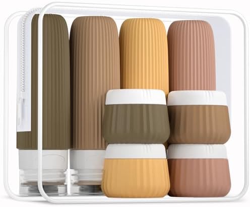 Gemice Travel Bottles for Toiletries 8 pcs Tsa Approved Travel Size Toiletries 90ml Travel Containers for Toiletries BPA free Silicone Cream Jars Leak Proof Silicone Squeezable Travel Essentials