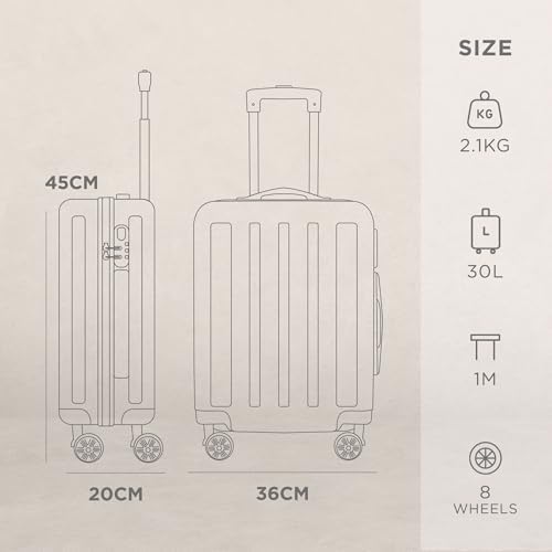 AVIO Jett Cabin Suitcase 45x36x20cm - Lightweight Double-Wheel Luggage Bag, 2 Internal Pockets, Telescopic Handle w/ 3 Heights, Durable ABS Hard Shell - Approved by Most Airlines - Image 3